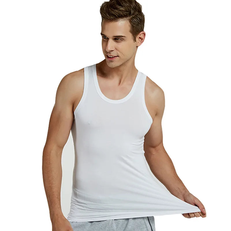 On Sale Men Vests Cotton Underwear Sleeveless Tank Top Solid Muscle Vest Undershirts O-neck Gymclothing Bodybuilding Tank Tops